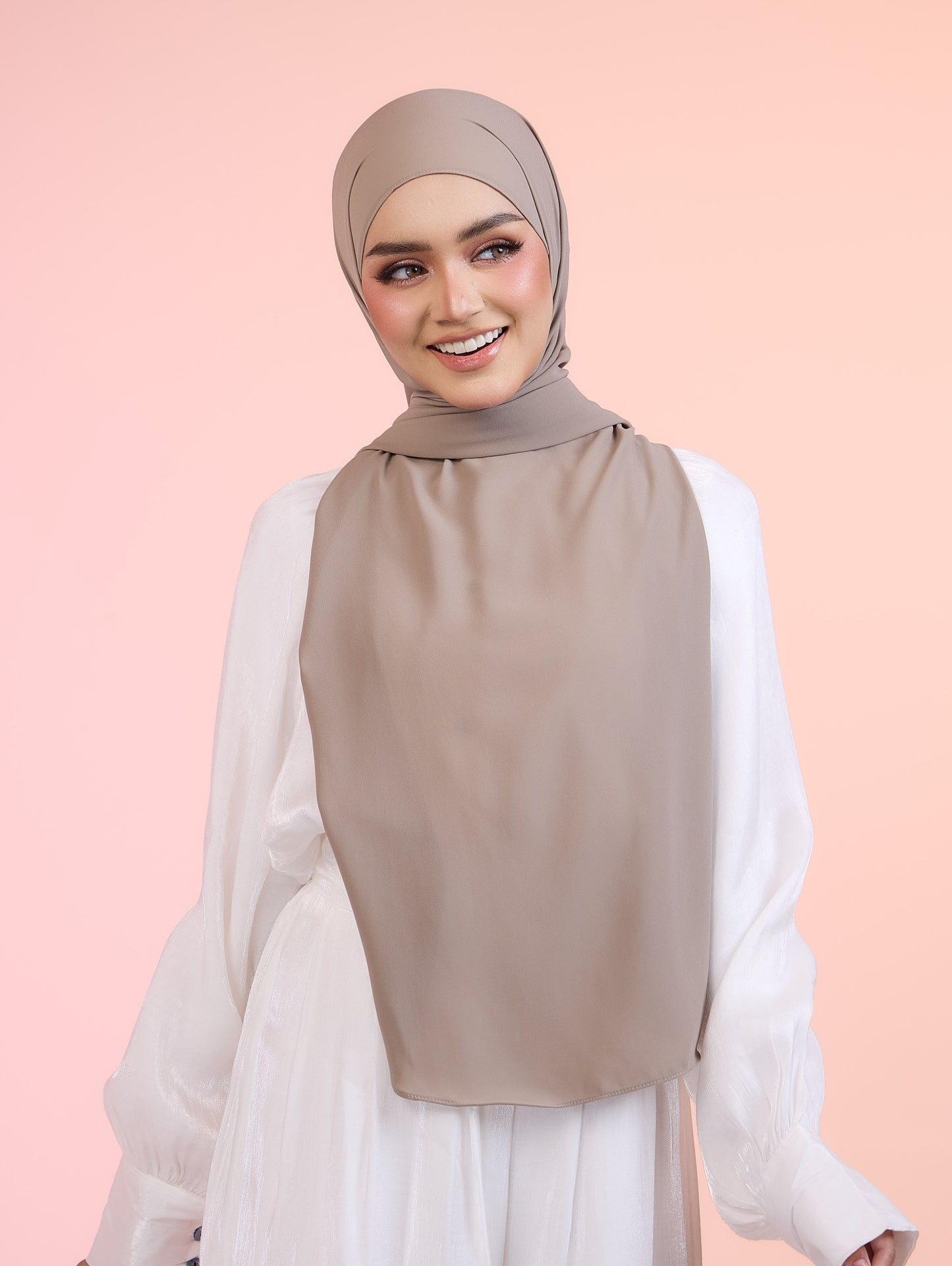 Butterfly Hoodie Shawl in Warm Taupe