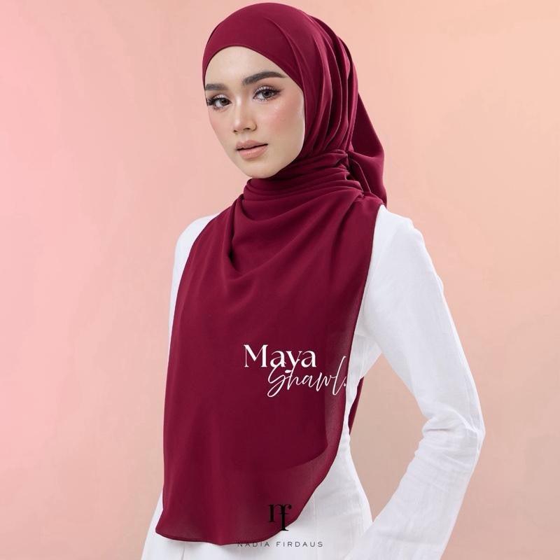 Maya Shawl Chiffon in Burgundy