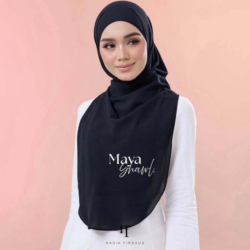 Maya Shawl Chiffon in Black